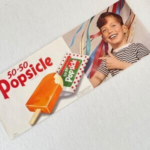 1950s Popsicle 50-50 Litho Diner Store Sign Vintage Ice Cream Joe Lowe Original